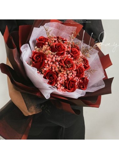 The Moment - 11朵雙色玫瑰花束 (連透明禮盒及LED燈)- Rose